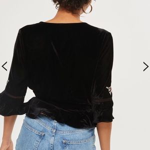 Topshop Tops - Topshop Embroidered Velvet Wrap Top Topshop Tops - Topshop Embroidered Velvet Wrap Top